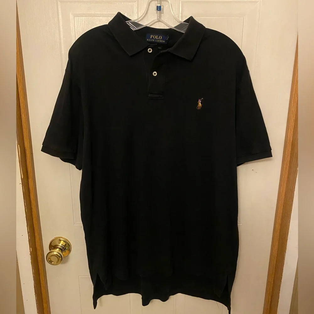 Polo Ralph Lauren Men’s Black Polo with Embroidered Flesh Pony